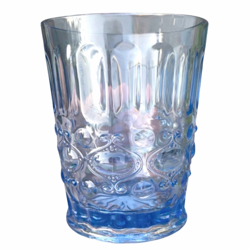 Set of 4 Blue Acrylic Glasses Boho Chic Fancy Outdoor Water Wine Cocktail Cup
